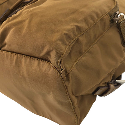 PRADA Triangle Logo Double Pocket Backpack Brown Vintage rne3iv