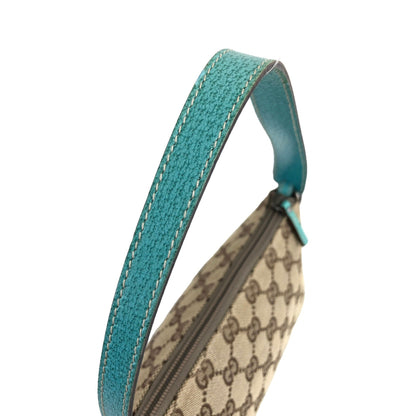 GUCCI GG Canvas  Canvas Leather Handbag Pouch Beige Vintage 5d3bct