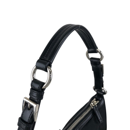 PRADA Triangle Logo   Shoulder bag Hobobag Black Vintage 4nfw5t