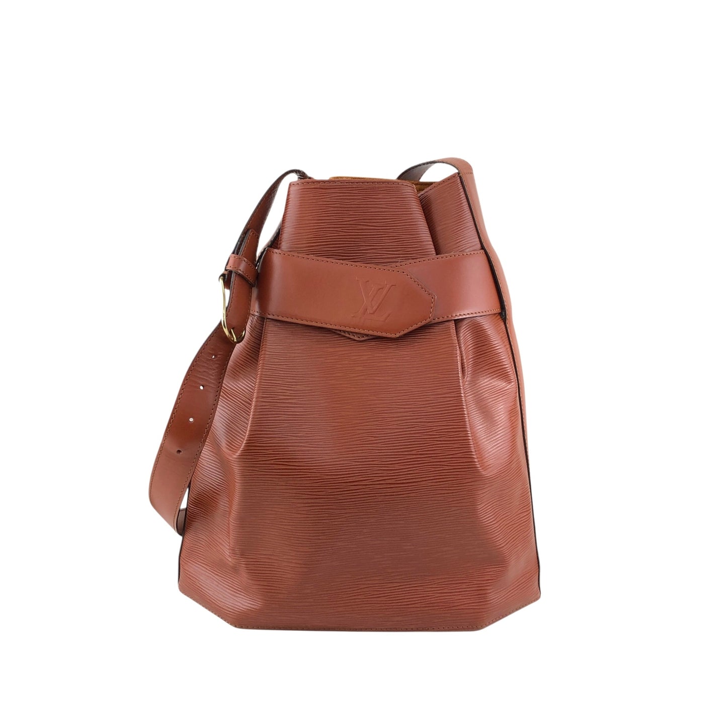 LOUIS VUITTON Epi Drawstring Shoulder bag Brown Vintage 7sxwmb