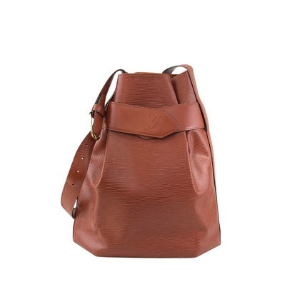 LOUIS VUITTON Epi Drawstring Shoulder bag Brown Vintage 7sxwmb