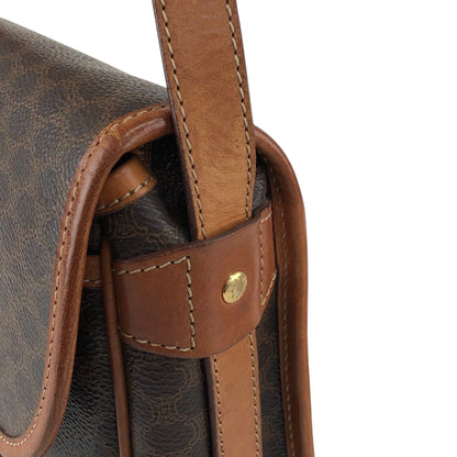 CELINE Macadam Blason Front Buckle Shoulder bag Brown Vintage kkjgdk