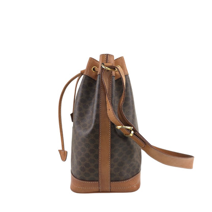CELINE Macadam Blason Drawstring Shoulder bag Brown Vintage e8wkxg