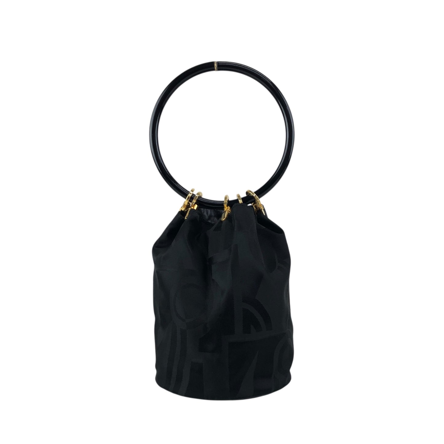 Salvatore Ferragamo Gancini Drawstring Small Handbag Black Vintage tigpxb