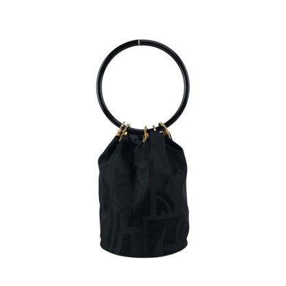Salvatore Ferragamo Gancini Drawstring Small Handbag Black Vintage tigpxb