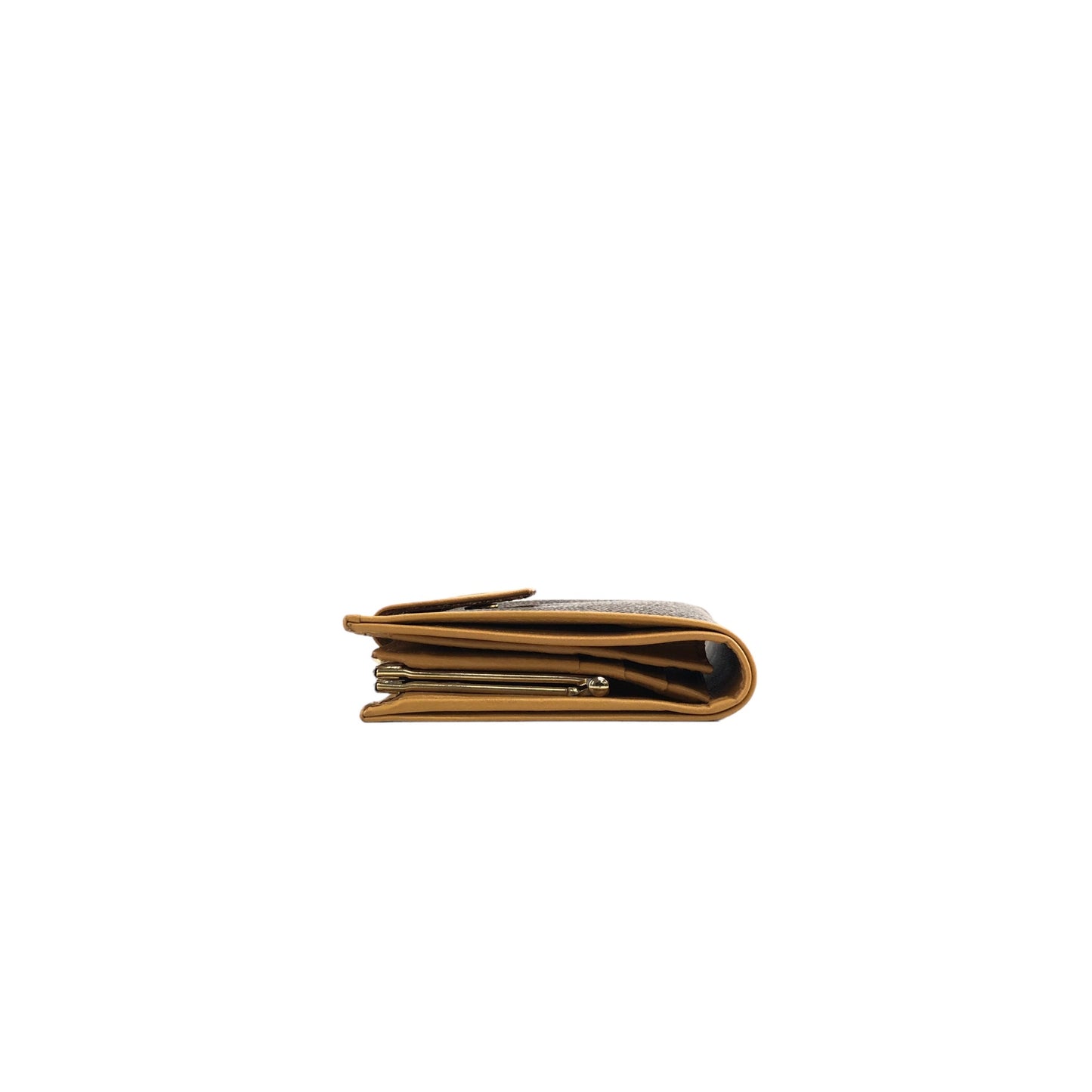 CELINE Blason Metal Clasp Folded Wallet Brown Vintage 768ngx