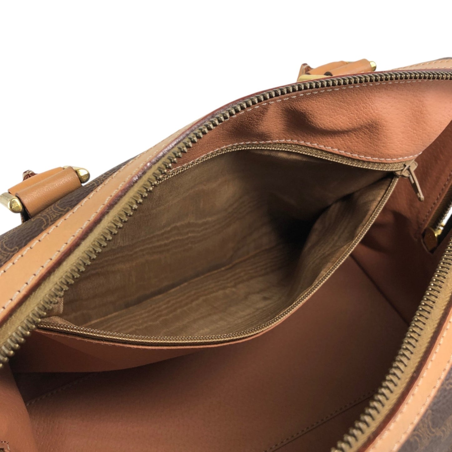CELINE Macadam Blason Two-way Handbag Shoulder bag Brown Vintage h5nkpp