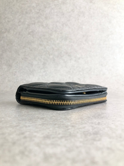 Christian Dior Cannage Folded Wallet Black Vintage j7yntp