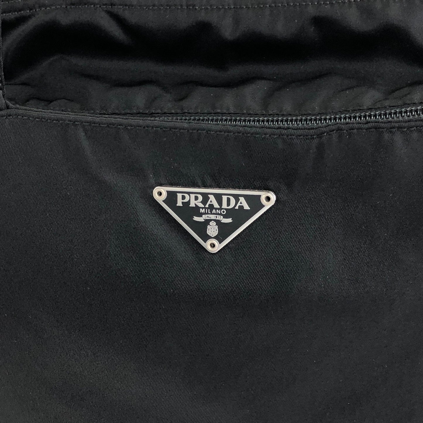 PRADA Tessuto Triangle Logo Handbag Totebag Black Vintage prni67
