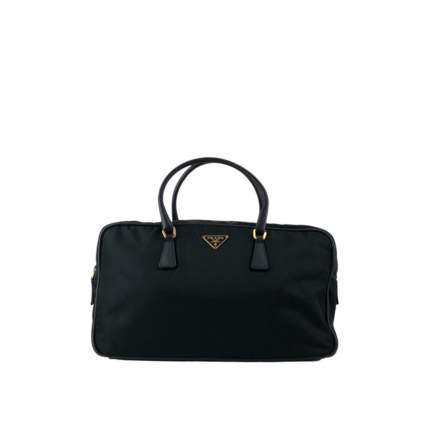 PRADA Tessuto Triangle Logo Small Boston bag Handbag Black BL0088 Vintage yaijvh