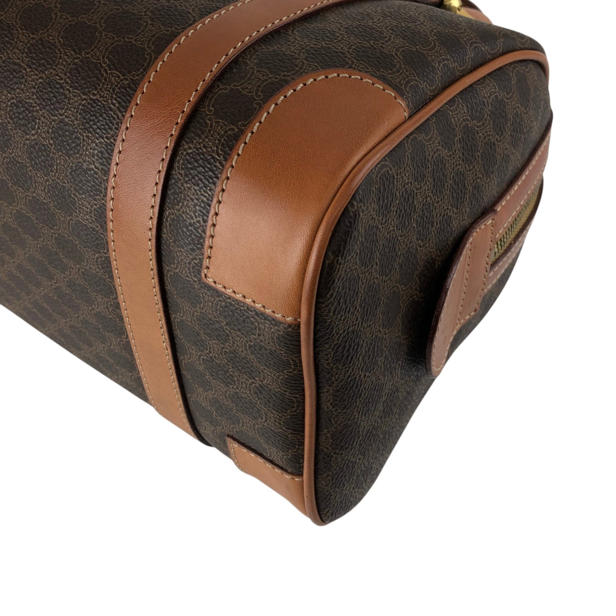 CELINE Macadam Small Boston bag Handbag Brown Vintage 7k24si