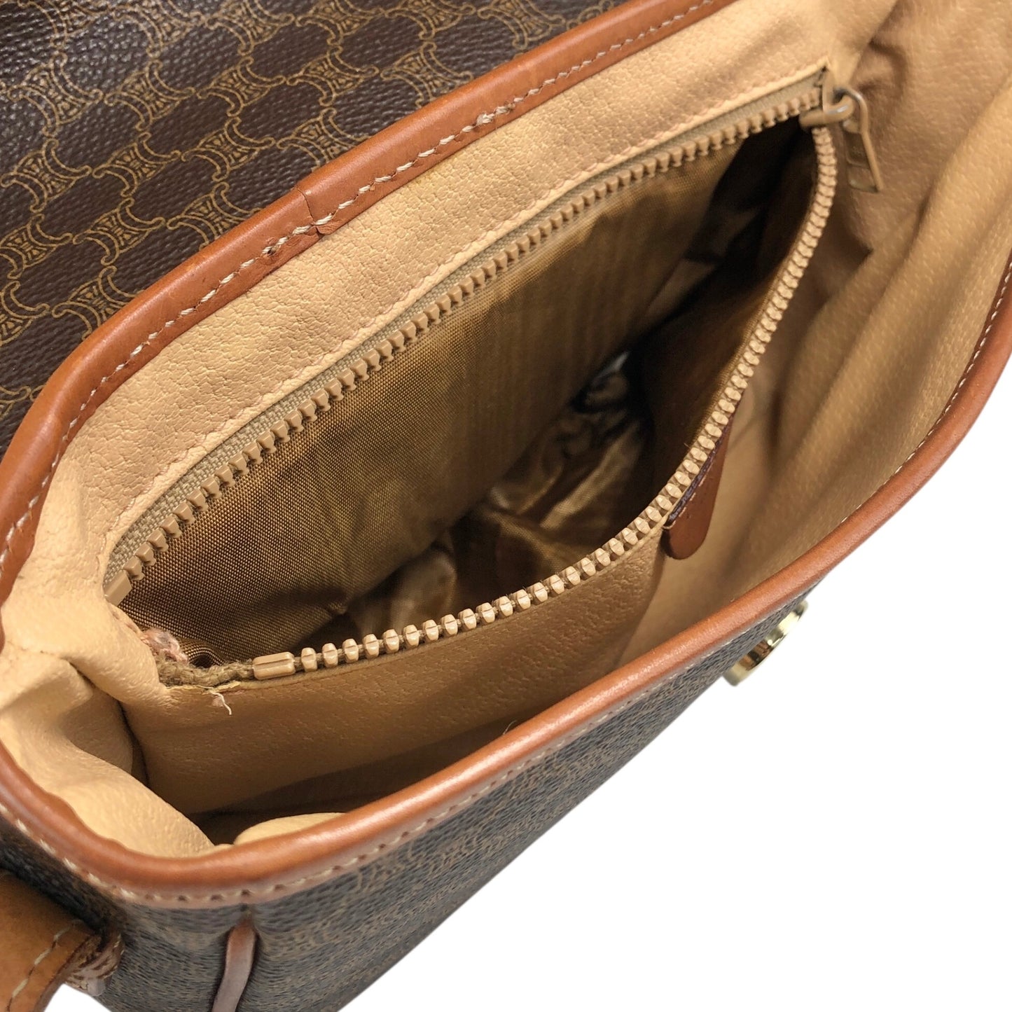 CELINE Macadam Blason Shoulder bag Brown Vintage 2mumnz