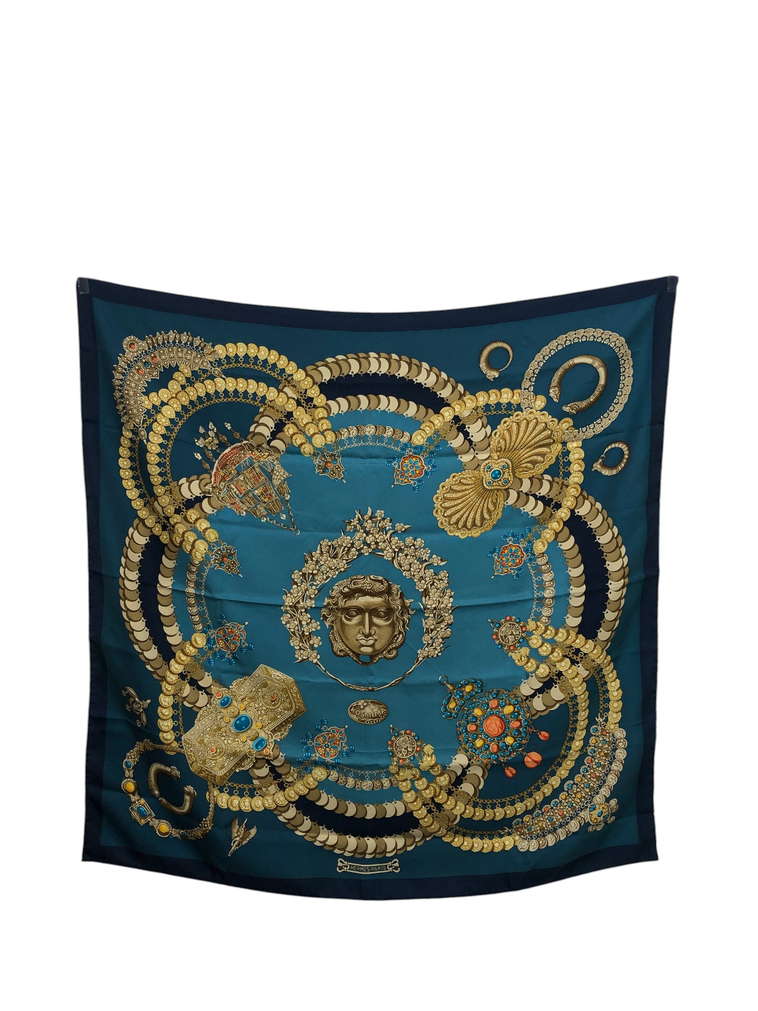 HERMES SILK Scarf Blue KOSMIMA Vintage ssprs2 – VintageShop solo