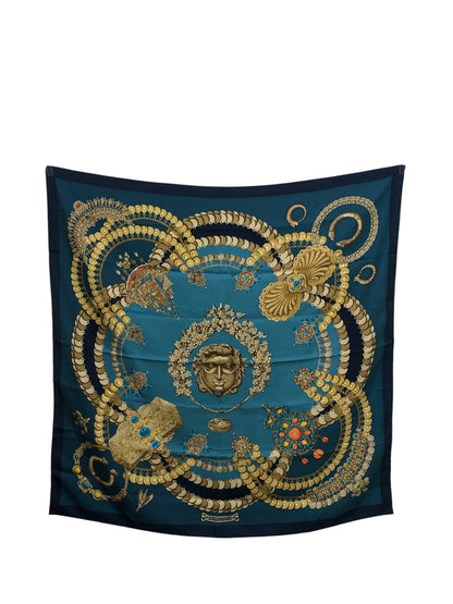 HERMES SILK Scarf Blue KOSMIMA Vintage ssprs2