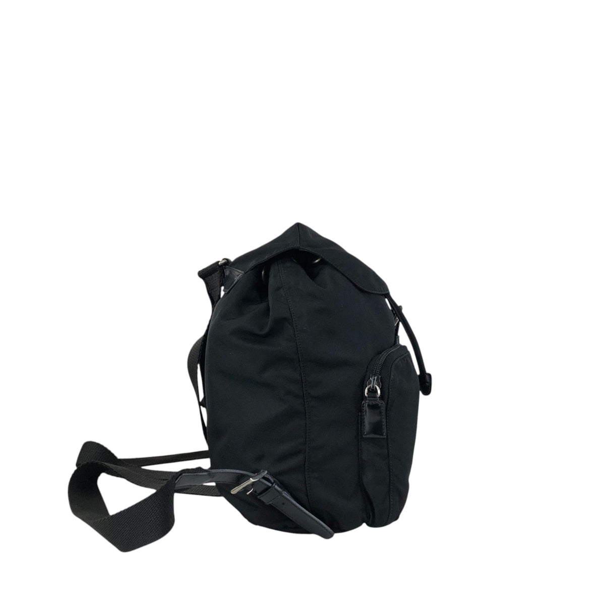 PRADA Tessuto Triangle Logo Double Pocket Backpack Black Vintage hspzjr