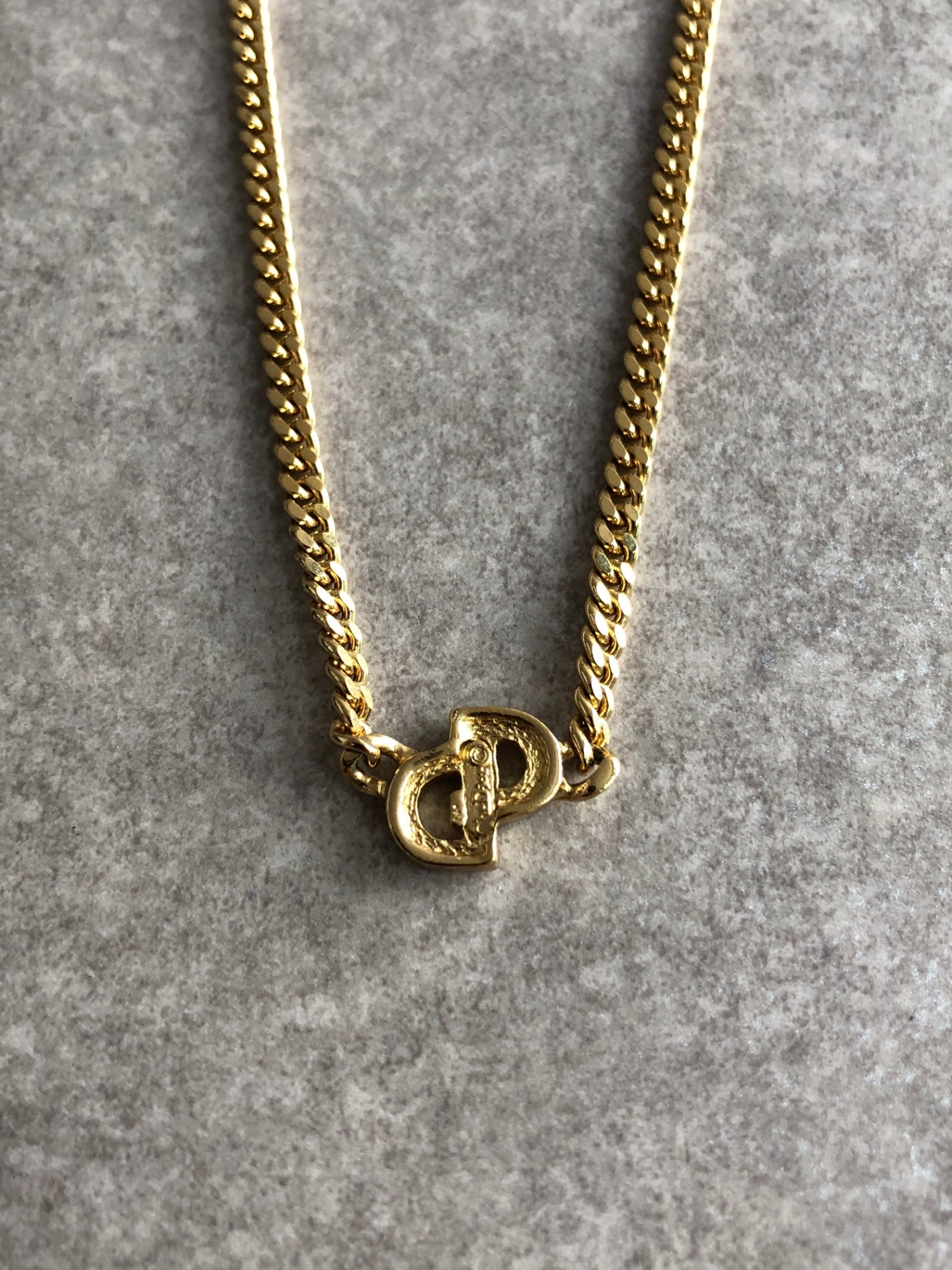 Christian Dior CD Logo Motif Necklace Gold Vintage 6xzyi7