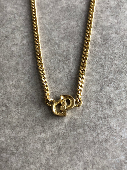 Christian Dior CD Logo Motif Necklace Gold Vintage 6xzyi7