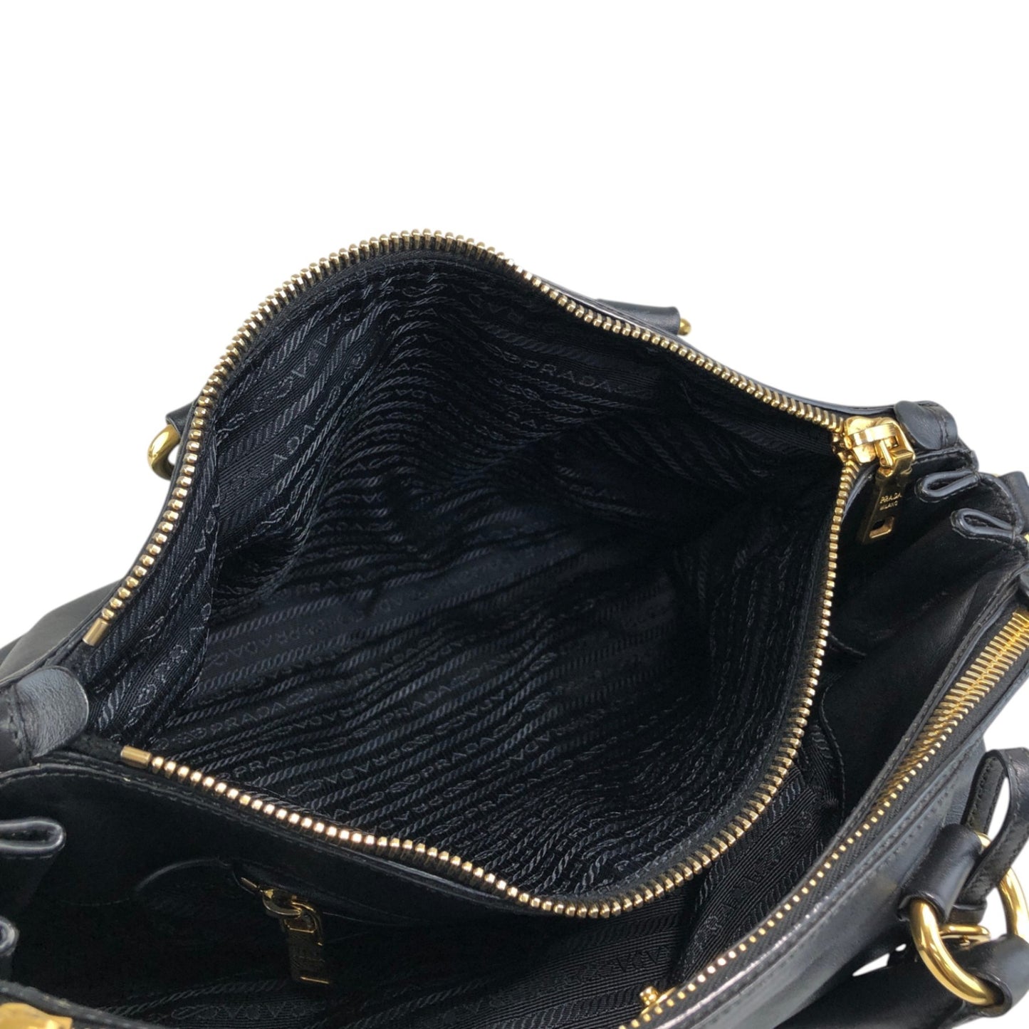 PRADA Logo Two-way Boston bag Shoulder bag Black Vintage k82hca