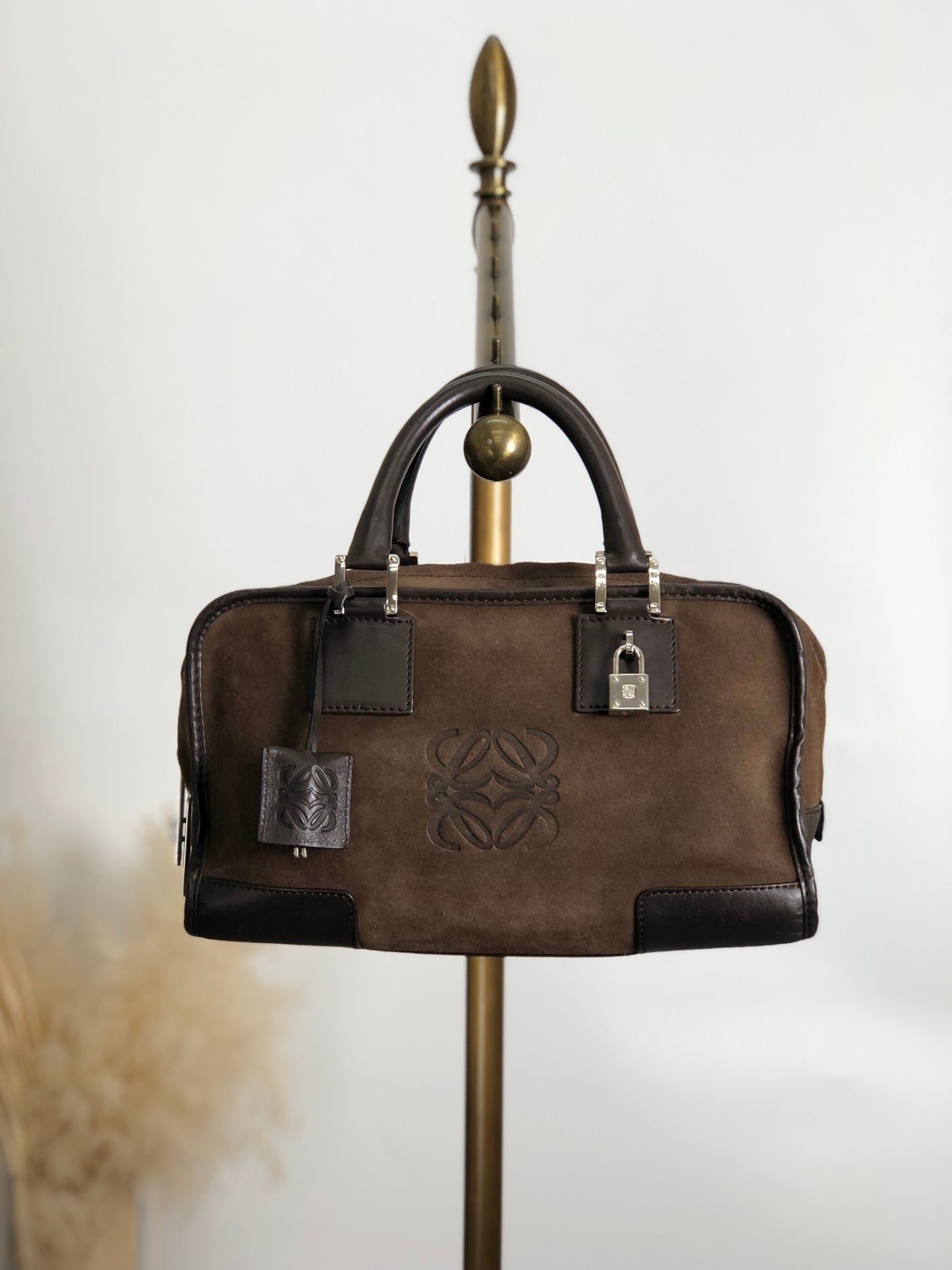 LOEWE Amazona28 Anagram Handbag Boston bag Brown Vintage mjsayz