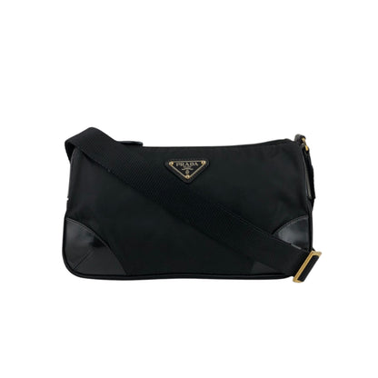 PRADA 三角形標誌單肩包 黑色 復古 st38ni