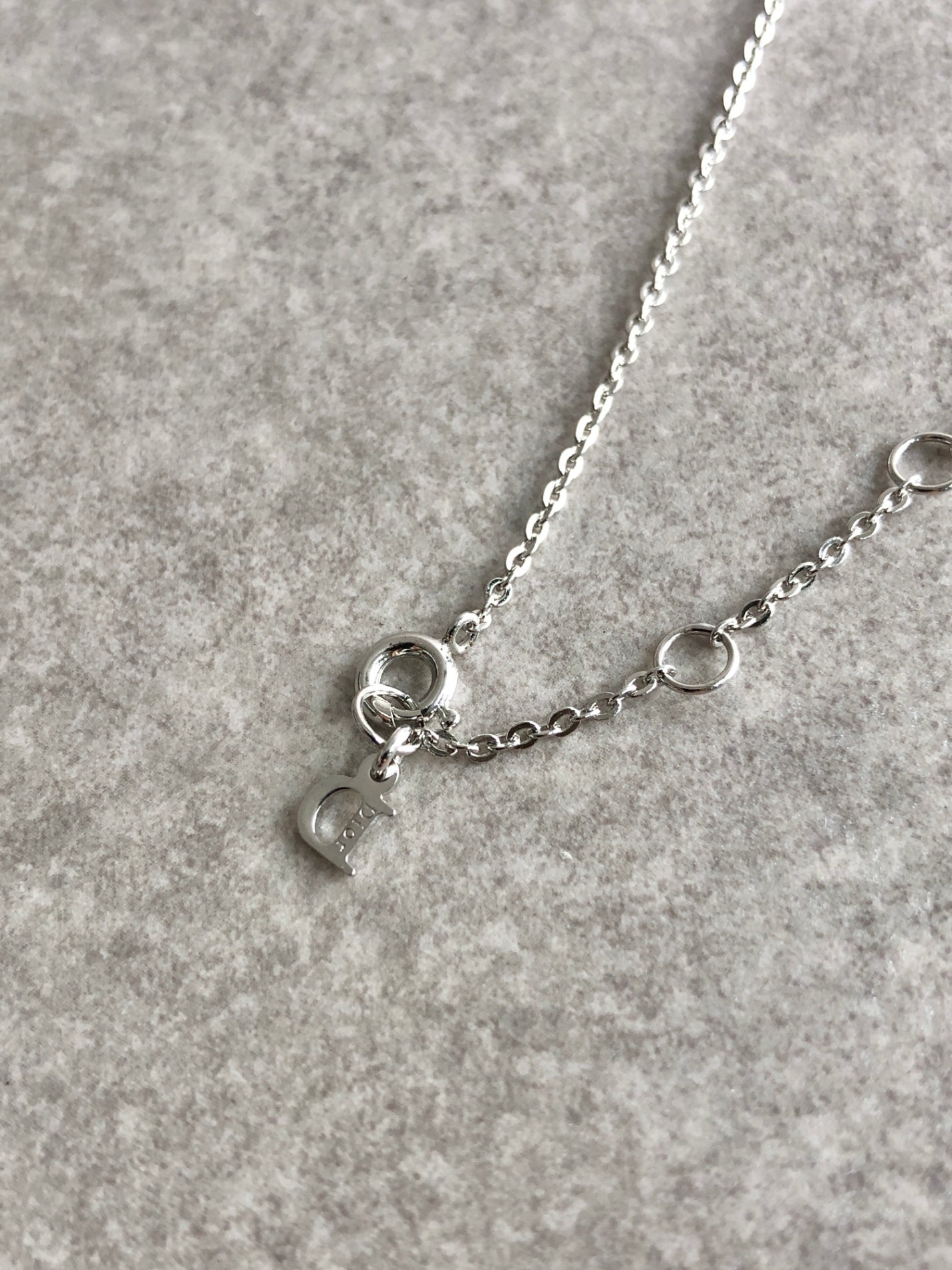 Christian Dior Logo Motif Necklace Silver Vintage f5vwsm
