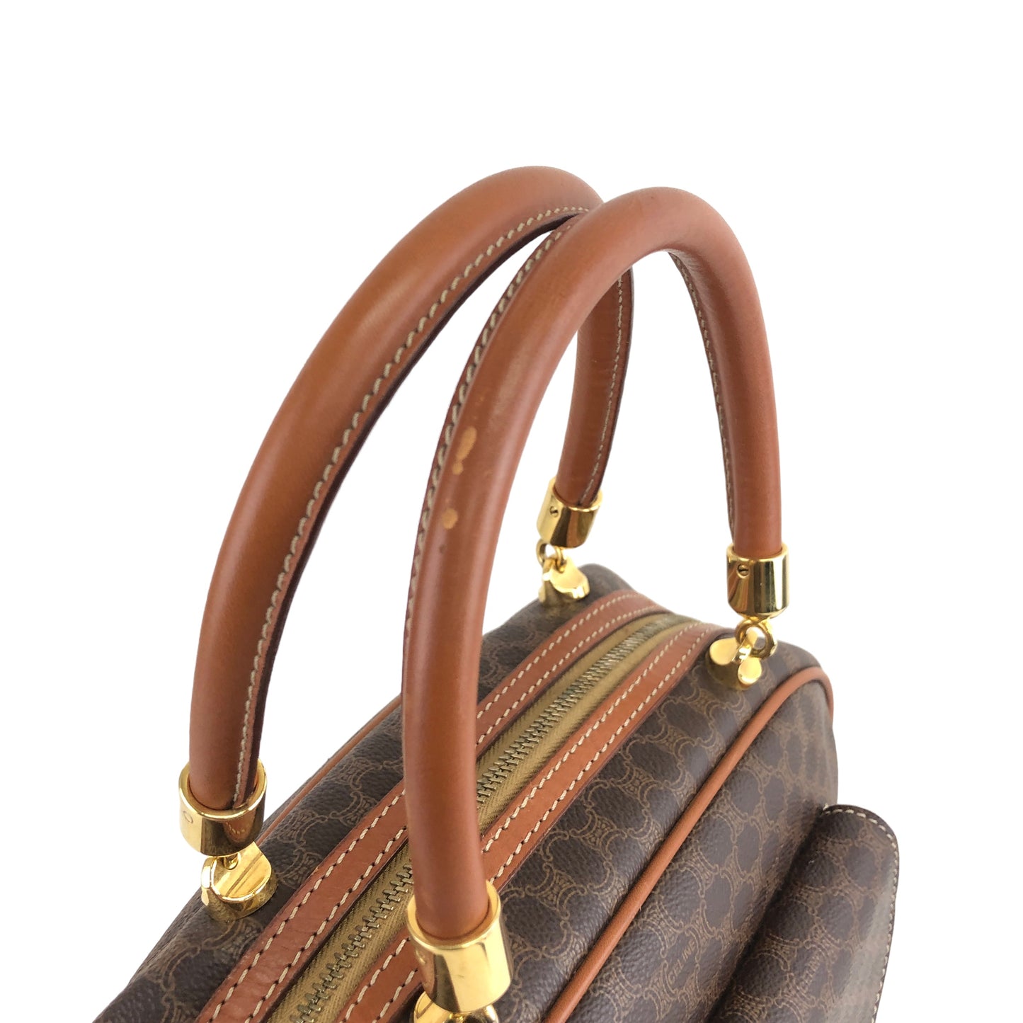 CELINE Macadam Blason Handbag Brown Vintage abym72