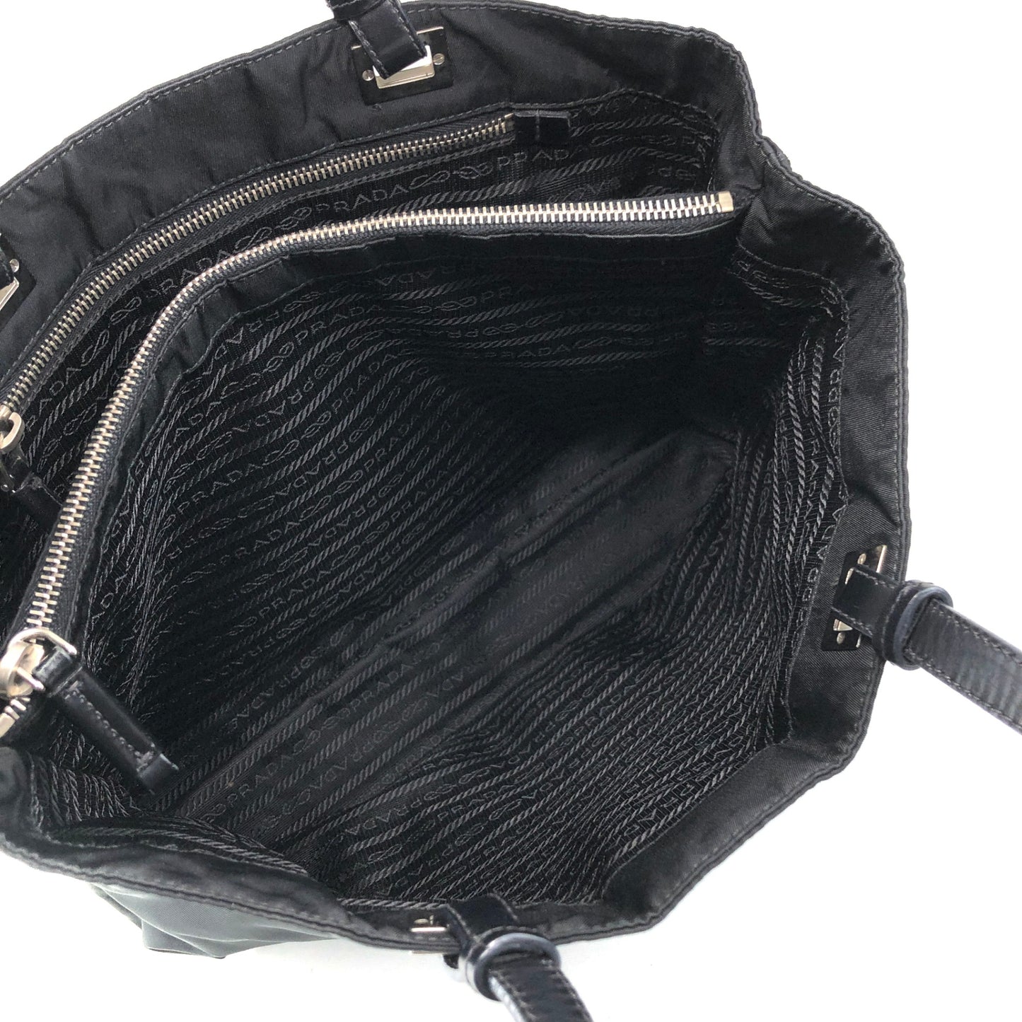 PRADA Tessuto Triangle Logo Totebag Handbag Black Vintage ifsugc