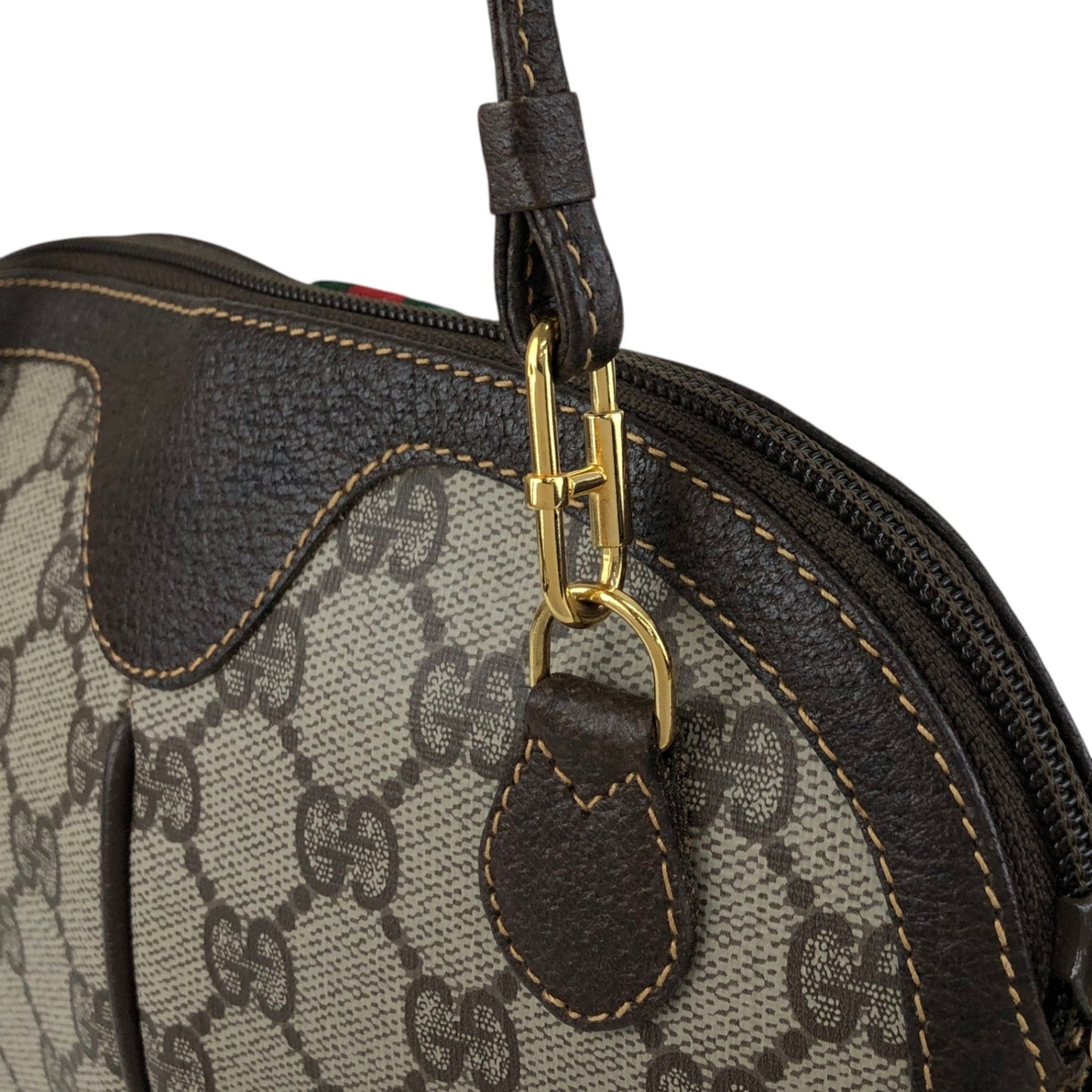 GUCCI Sherry Line GG Logo Shoulder bag Brown Vintage xif7sk