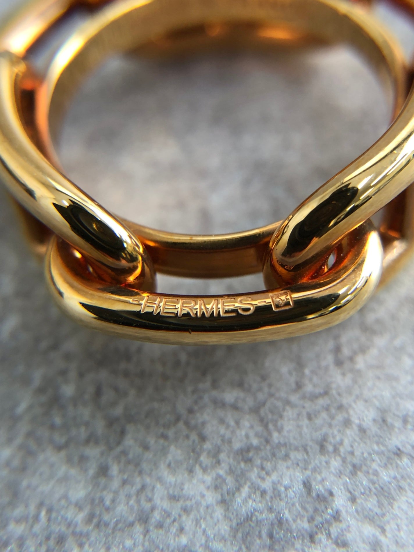 HERMES Chaine d'ancre Scarf Ring Gold Vintage ydyawz