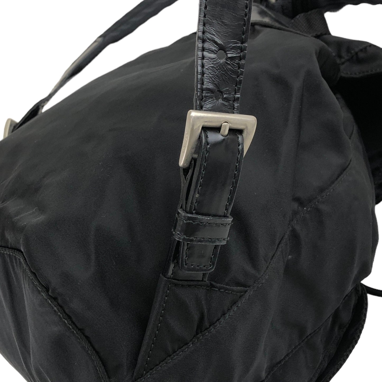 PRADA Triangle Logo Front Buckle Nylon Backpack Black Vintage f87c8s