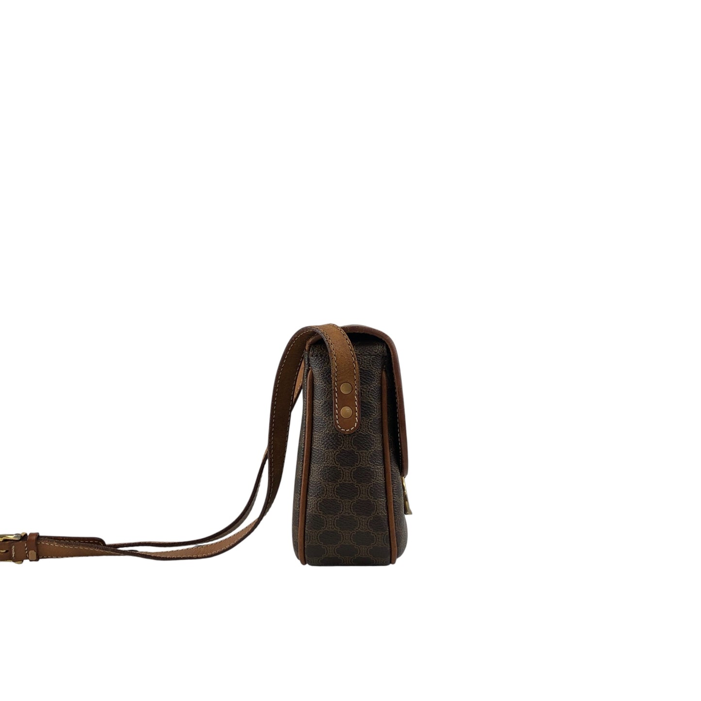 CELINE Macadam Horse Bit Shoulder bag Brown Vintage ejz44f