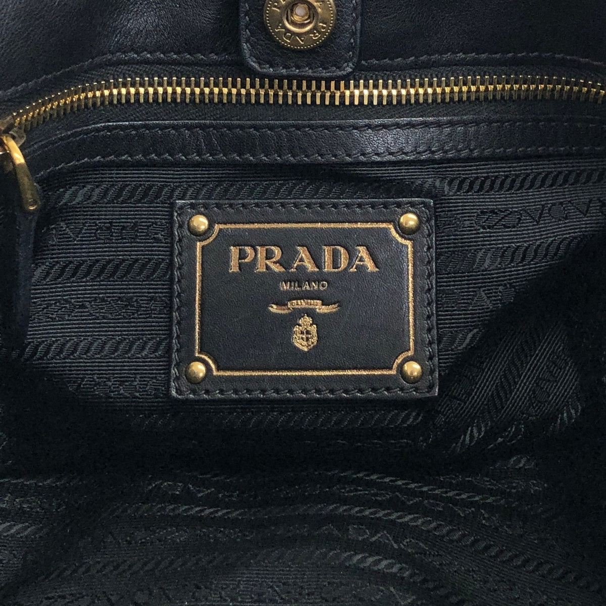 PRADA Logo Shoulder bag Hobobag Black Vintage k2n6cf
