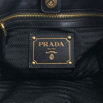 PRADA Logo Shoulder bag Hobobag Black Vintage k2n6cf
