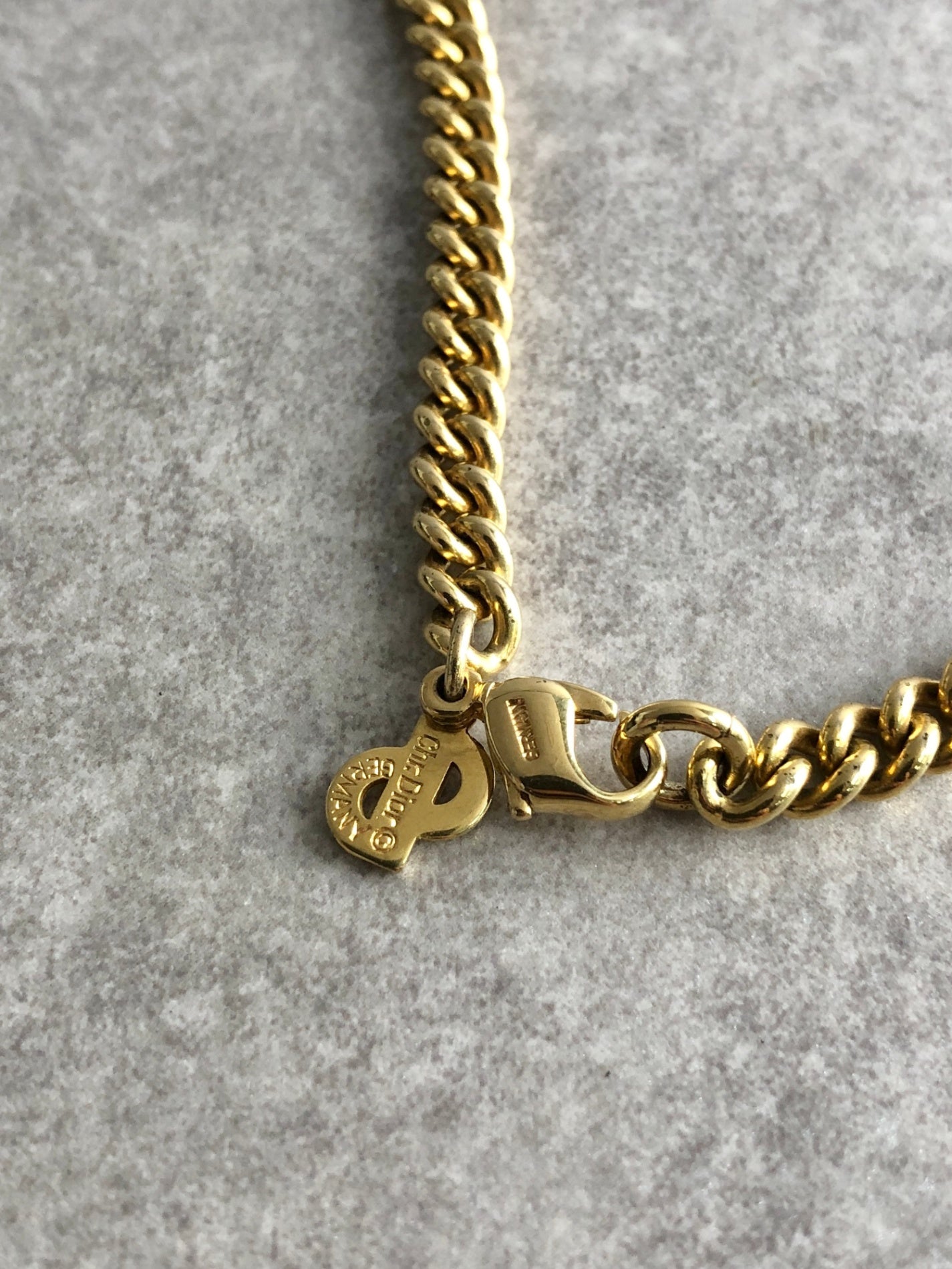 Christian Dior Necklace Gold Vintage 4acwta
