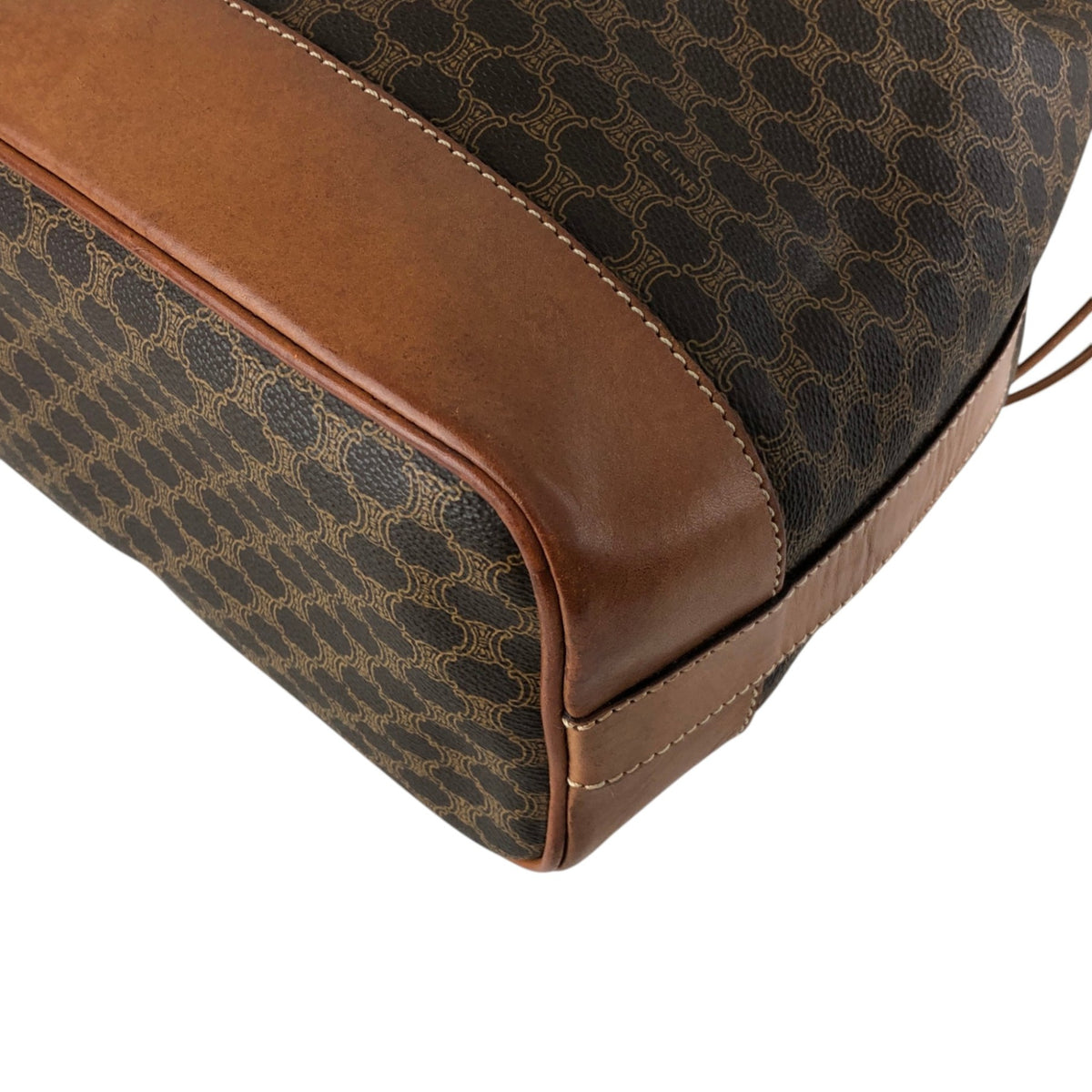 CELINE Macadam Blason Drawstring Shoulder bag Brown Vintage tc6d7e