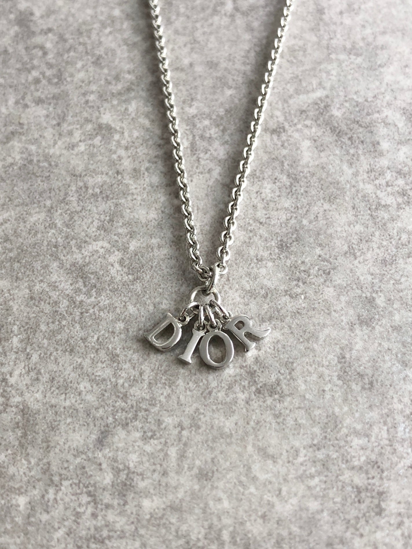 Christian Dior Logo Motif Necklace Silver Vintage k3zu24