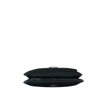 PRADA Triangle Logo Push lock Shoulder bag Black Vintage kcukna