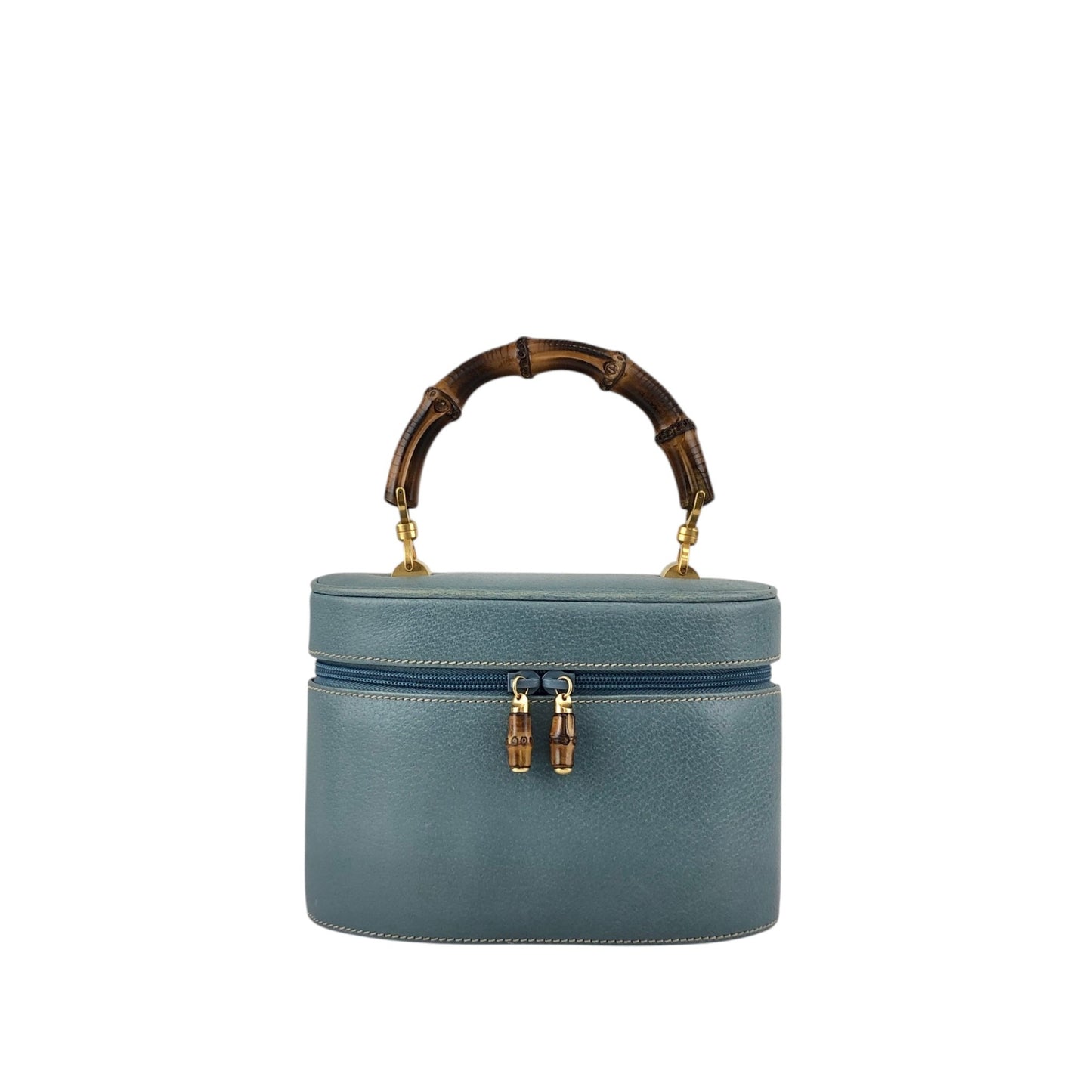 GUCCI Bamboo Handbag Vanity bag Blue Vintage 8rhwf4