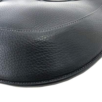 LOEWE Logo Motif Embossed Leather Two-way Handbag Shoulder bag Round bag Black Vintage t7gdhx