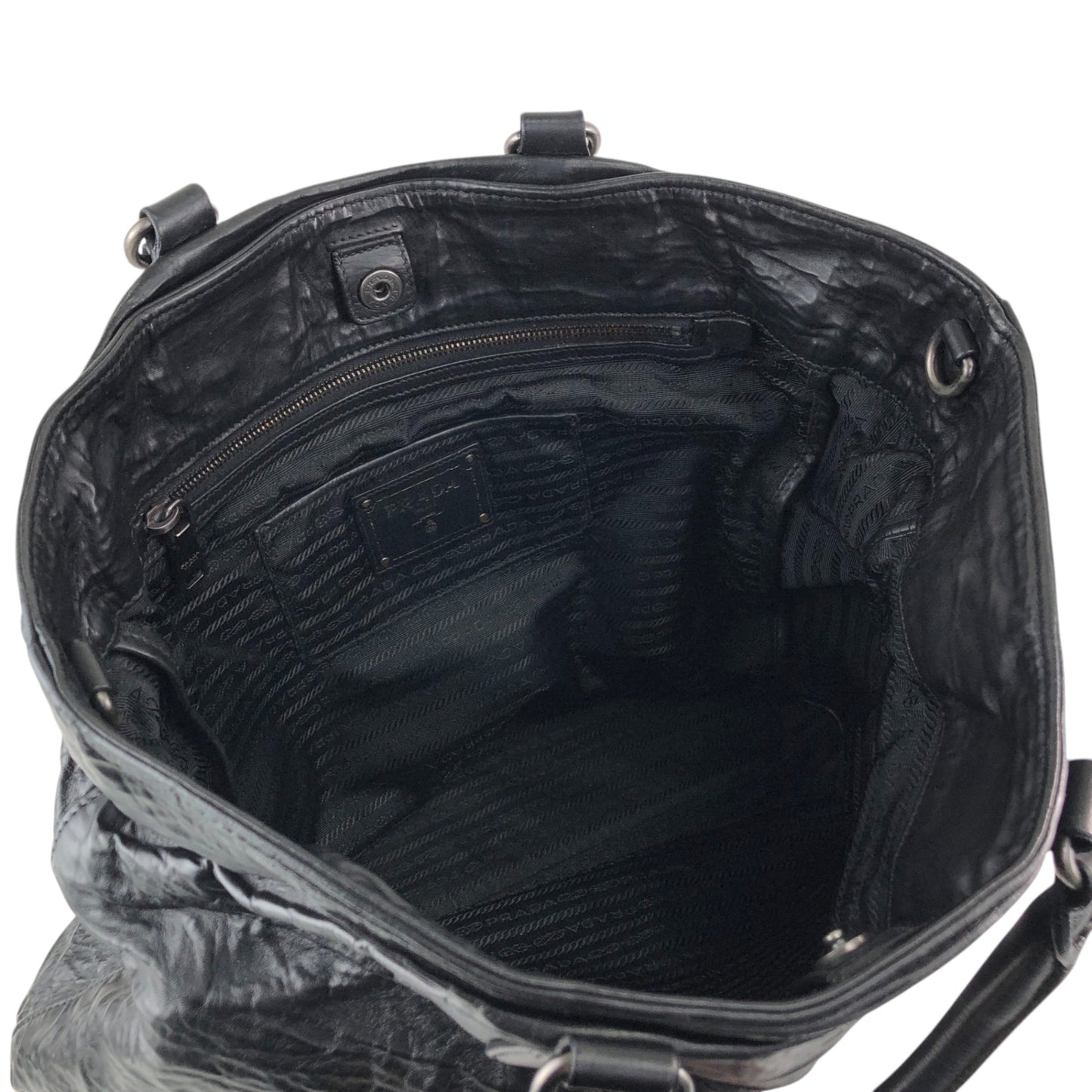 PRADA Logo Two-way Handbag Shoulder bag Black Vintage ctcsm5