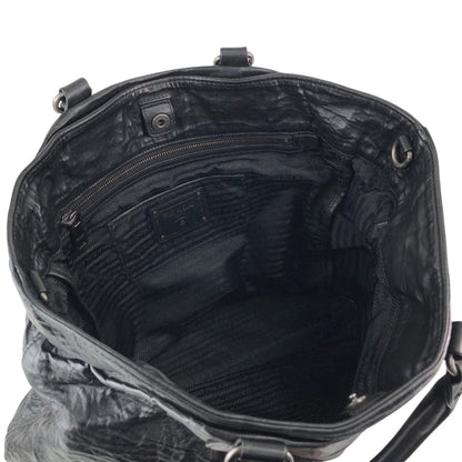 PRADA Logo Two-way Handbag Shoulder bag Black Vintage ctcsm5