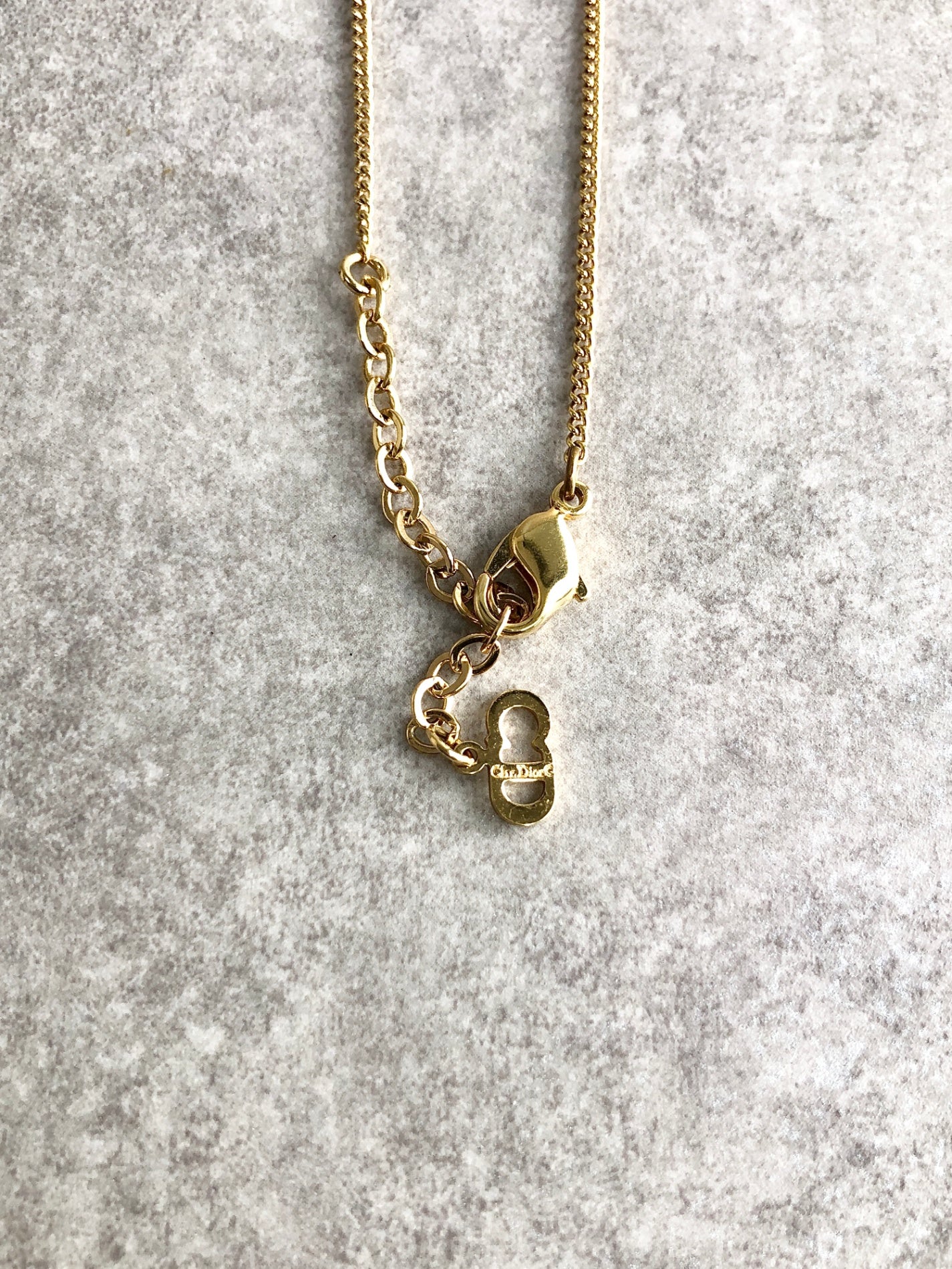 Christian Dior CD Logo Stone Necklace Gold Vintage 6ef7yn