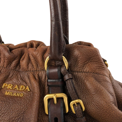 PRADA Logo  Handbag Totebag Brown Vintage  2ssadw