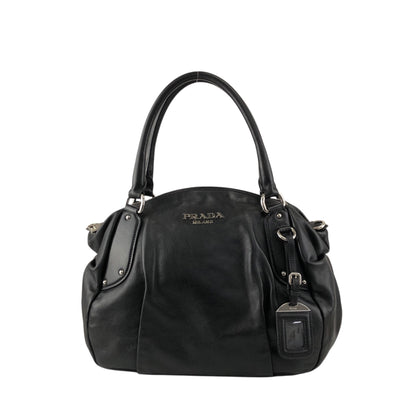 PRADA Logo Round Handbag Black Vintage 4frjvm