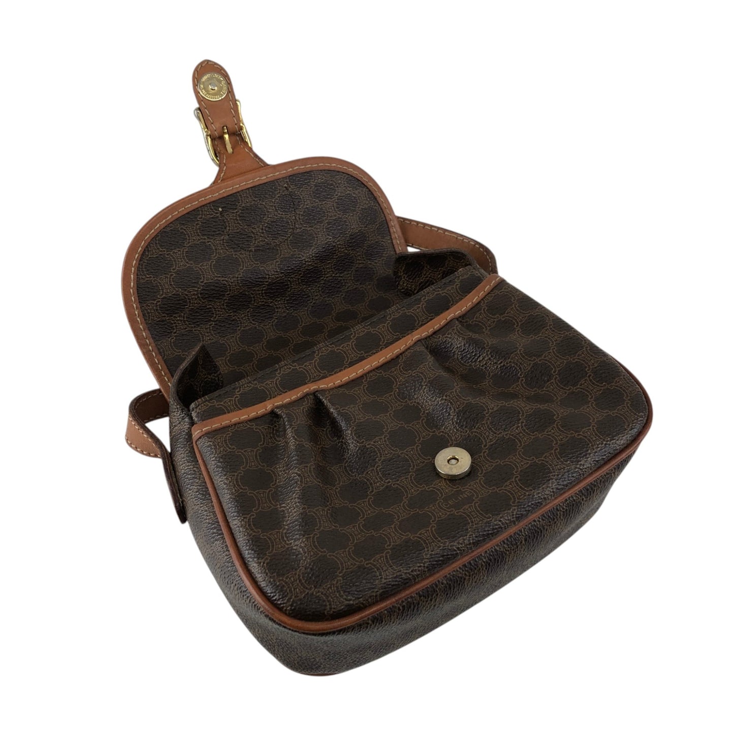 CELINE Macadam Front Buckle Shoulder bag Brown Vintage hkdpre