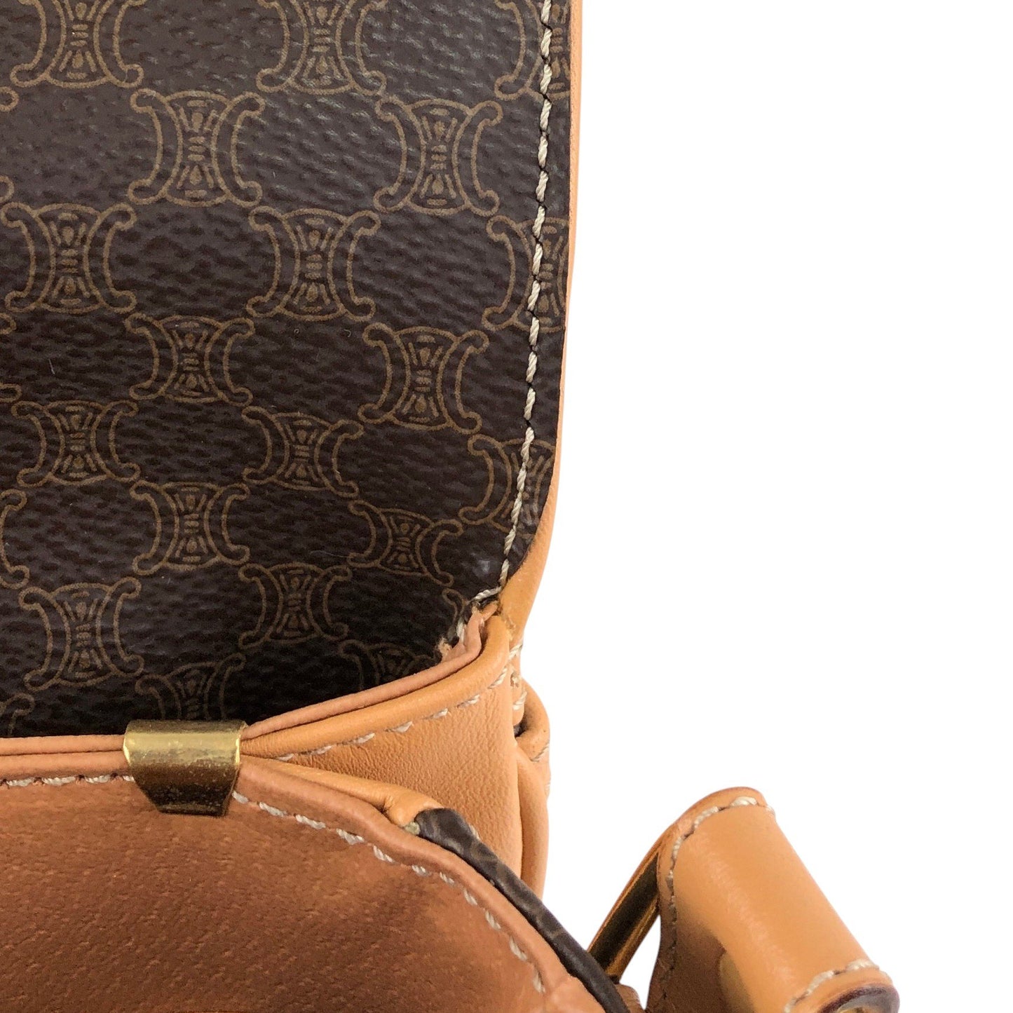 CELINE Macadam Blason Shoulder bag Brown Vintage cwx3rn