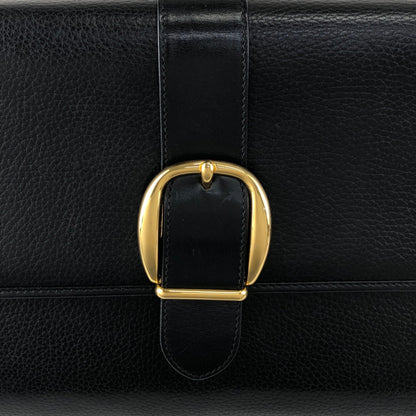 GUCCI Front Buckle Shoulder bag Black Vintage zbczdz