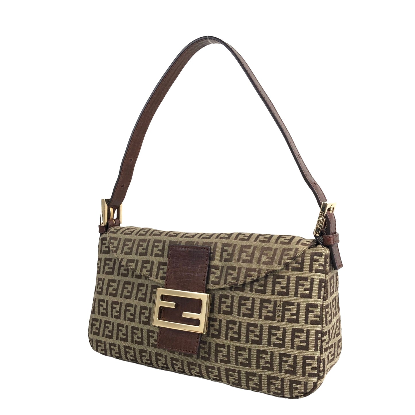 FENDI Zucchino Handbag Hobobag Brown Vintage 55k5nz