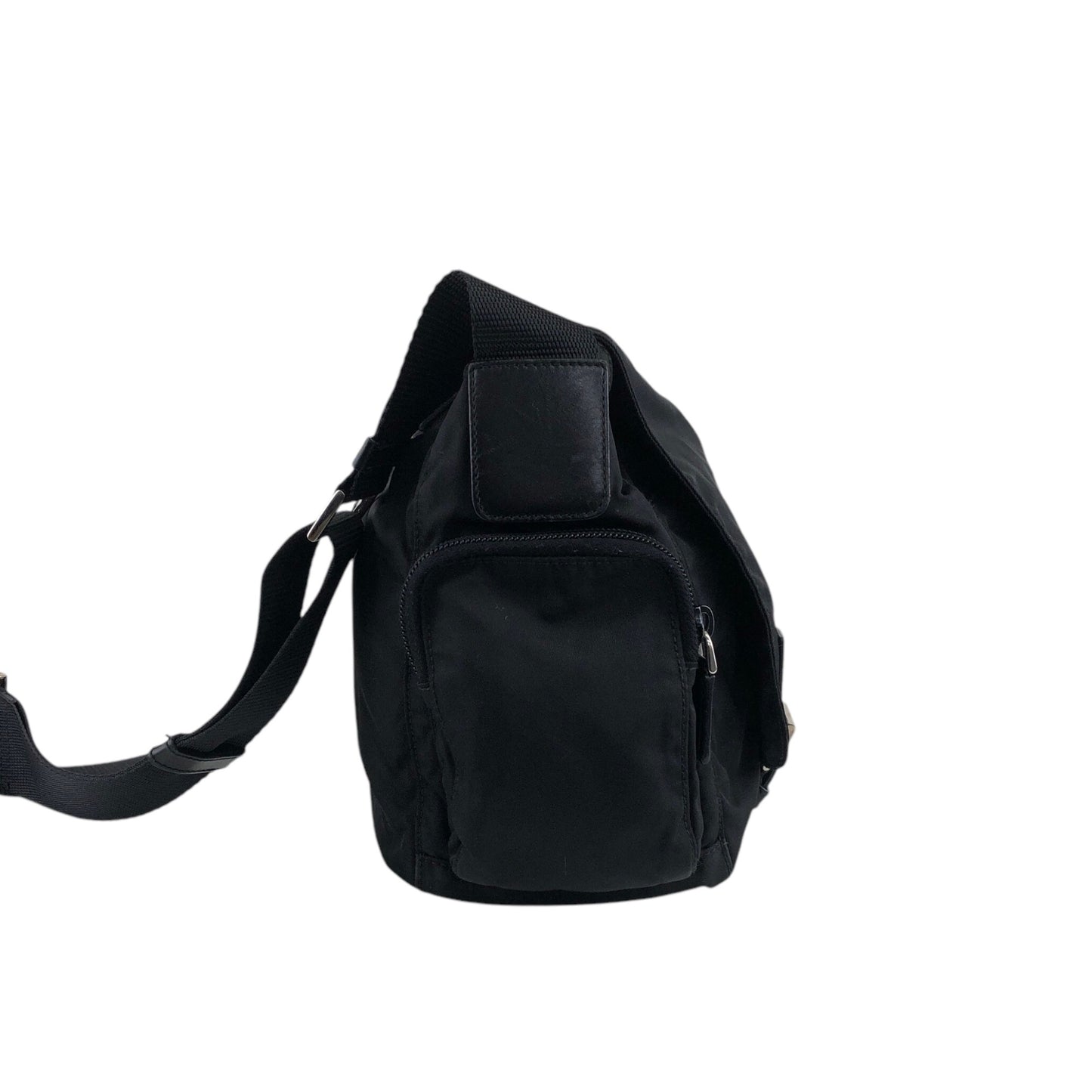 PRADA Triangle Logo Shoulder bag Black Vintage irzipj