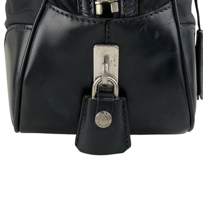 PRADA Tessuto Triangle Logo Small Boston bag Handbag Black Vintage vv4j5d
